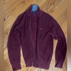 Tommy Hilfiger Maroon red cardigan full zip up sweater size small men’s